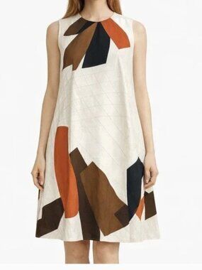 ANNE KLEIN New York Sleeveless Abstract Geometric Dress